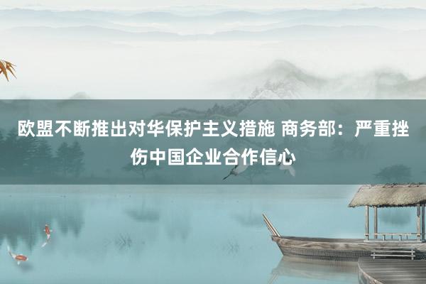 欧盟不断推出对华保护主义措施 商务部：严重挫伤中国企业合作信心