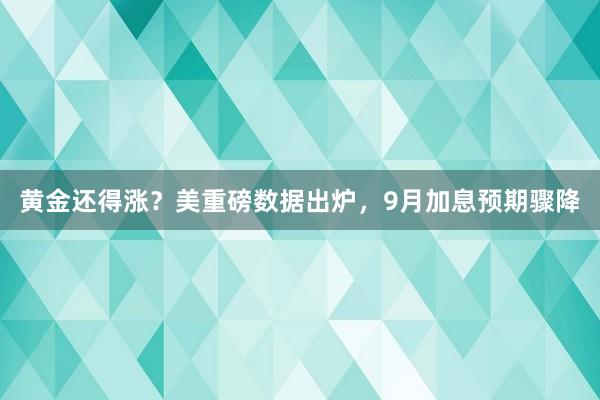 黄金还得涨？美重磅数据出炉，9月加息预期骤降