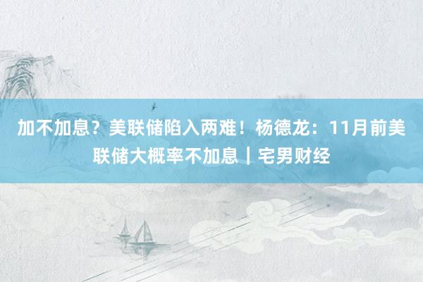 加不加息？美联储陷入两难！杨德龙：11月前美联储大概率不加息｜宅男财经