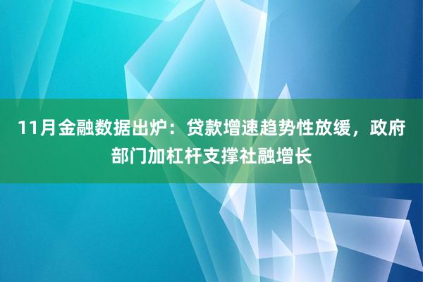 11月金融数据出炉：贷款增速趋势性放缓，政府部门加杠杆支撑社融增长