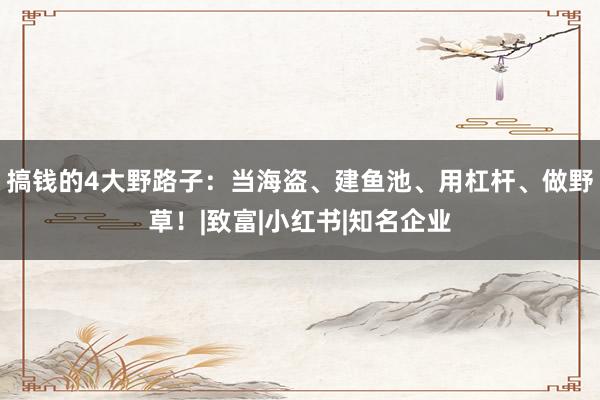 搞钱的4大野路子：当海盗、建鱼池、用杠杆、做野草！|致富|小红书|知名企业