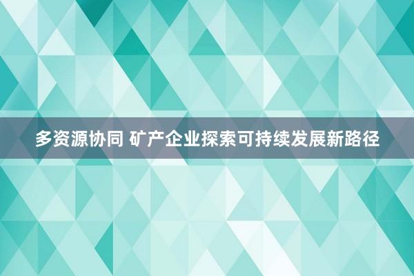 多资源协同 矿产企业探索可持续发展新路径