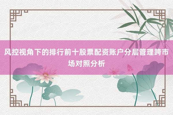 风控视角下的排行前十股票配资账户分层管理跨市场对照分析