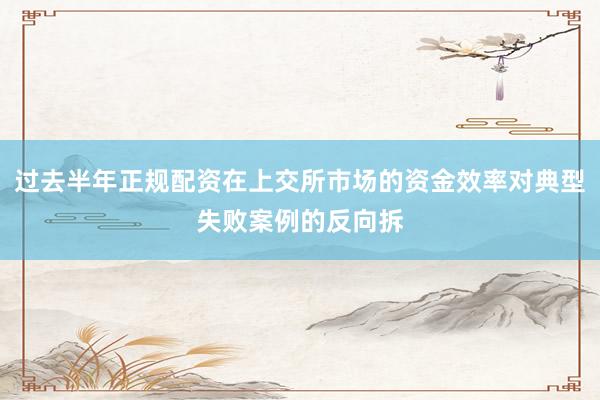 过去半年正规配资在上交所市场的资金效率对典型失败案例的反向拆