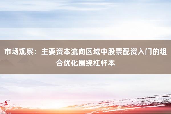 市场观察：主要资本流向区域中股票配资入门的组合优化围绕杠杆本