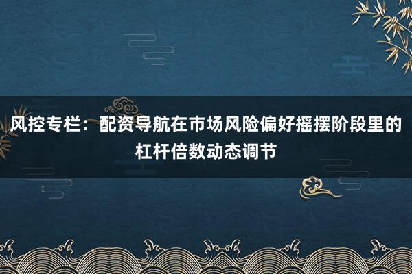 风控专栏：配资导航在市场风险偏好摇摆阶段里的杠杆倍数动态调节