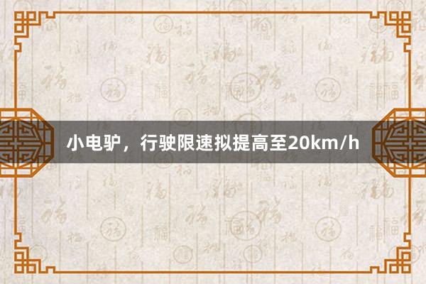 小电驴，行驶限速拟提高至20km/h