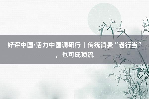 好评中国·活力中国调研行丨传统消费“老行当”，也可成顶流