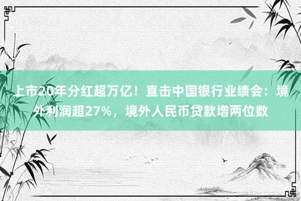 上市20年分红超万亿！直击中国银行业绩会：境外利润超27%，境外人民币贷款增两位数