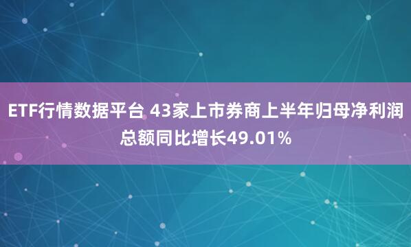 ETF行情数据平台 43家上市券商上半年归母净利润总额同比增长49.01%