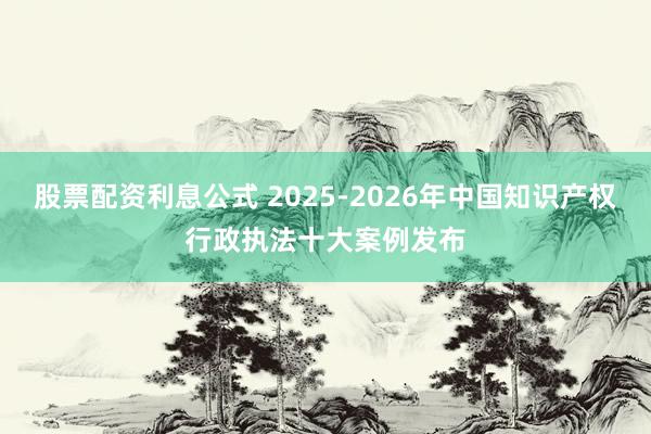 股票配资利息公式 2025-2026年中国知识产权行政执法十大案例发布