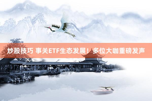 炒股技巧 事关ETF生态发展！多位大咖重磅发声
