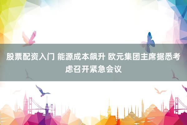 股票配资入门 能源成本飙升 欧元集团主席据悉考虑召开紧急会议