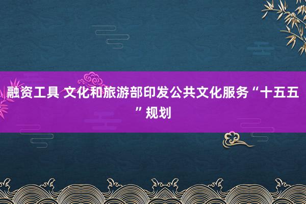 融资工具 文化和旅游部印发公共文化服务“十五五”规划