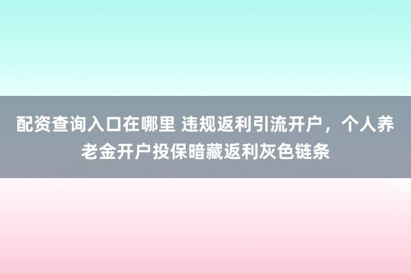 配资查询入口在哪里 违规返利引流开户，个人养老金开户投保暗藏返利灰色链条